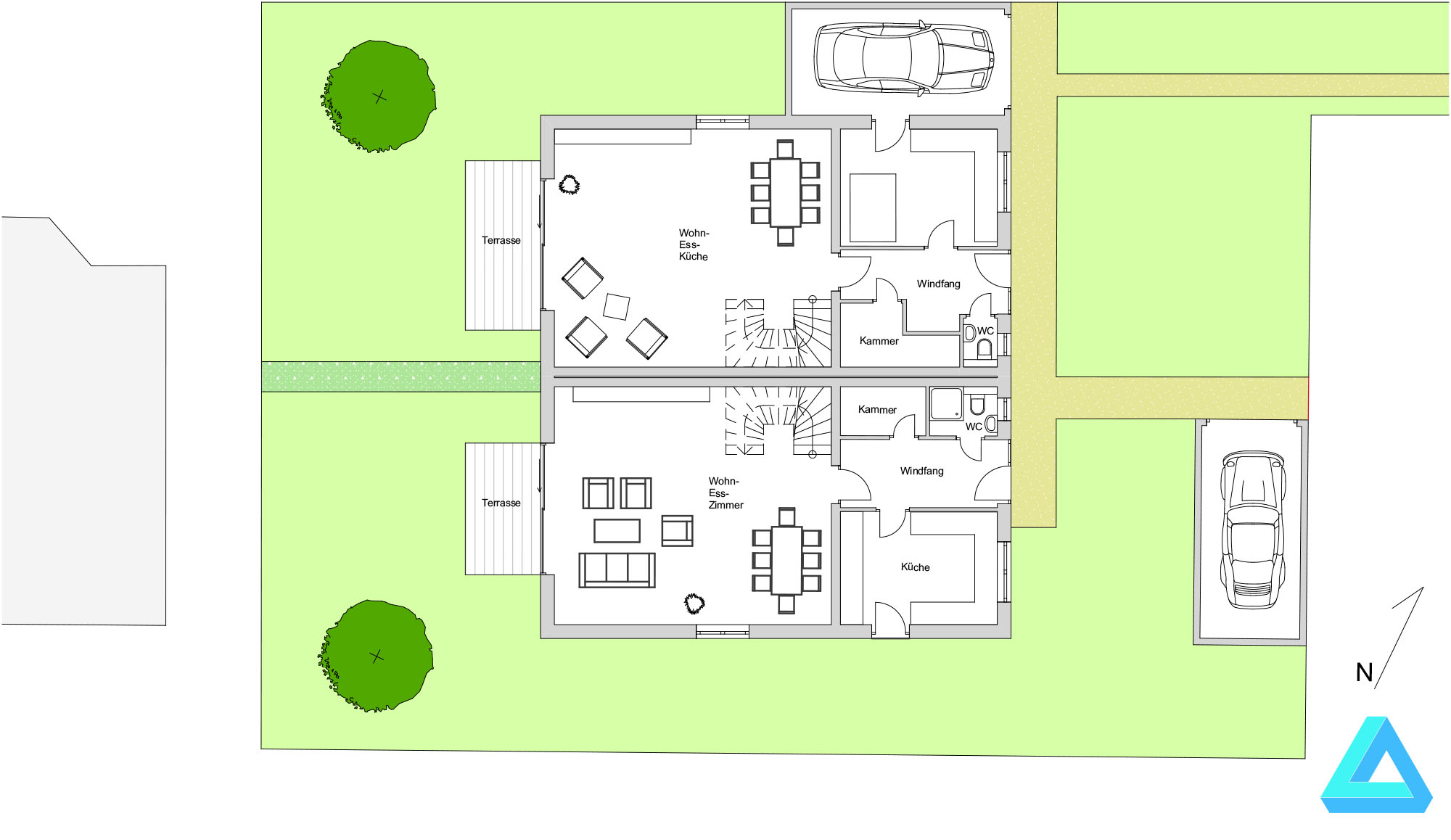 Bild 5: Doppelhaus Grundriss, architekt