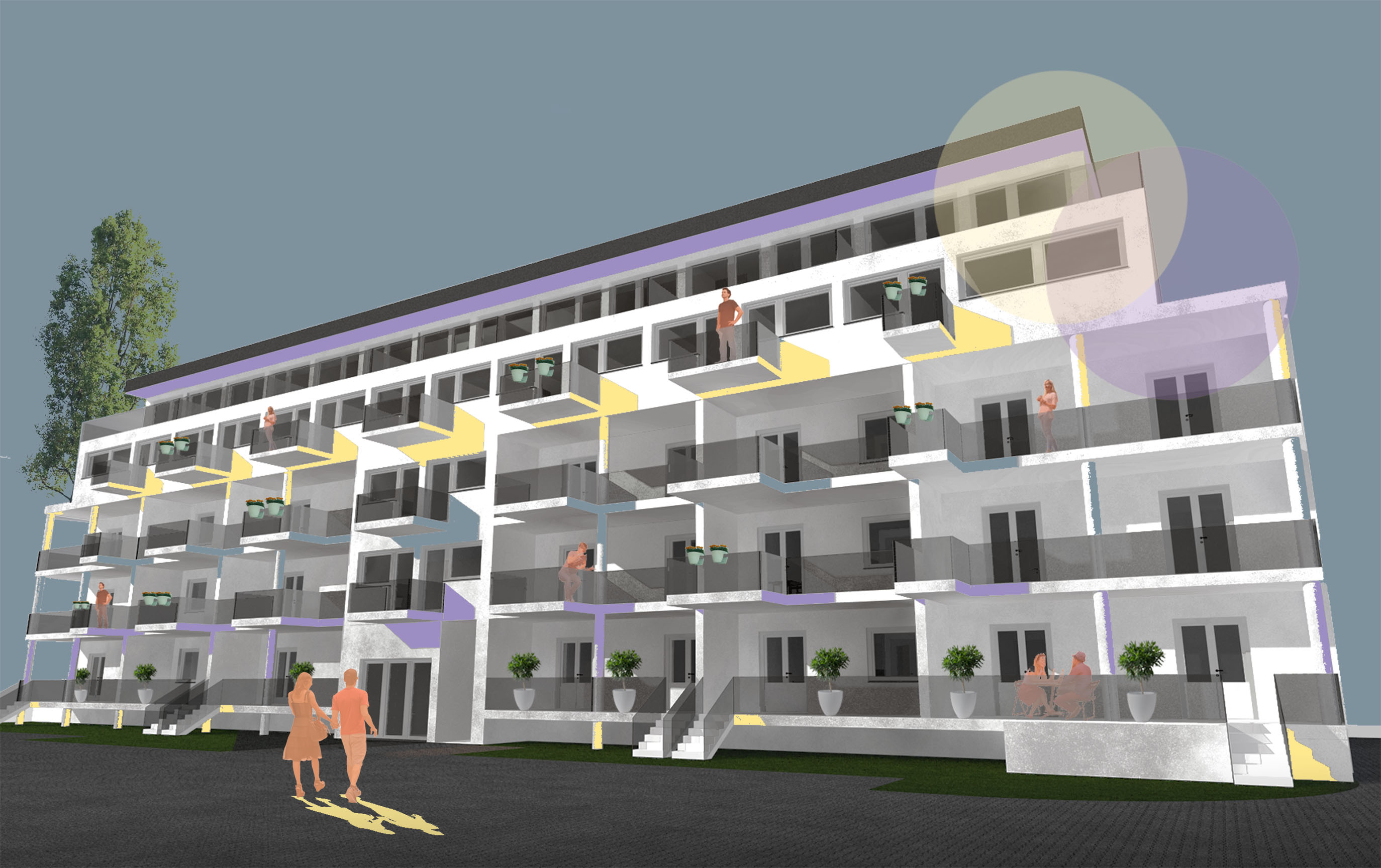 Bild 5: Weitere Balkonansicht Wohn-/Apartmenthaus in der Heinrichstraße, architekt
