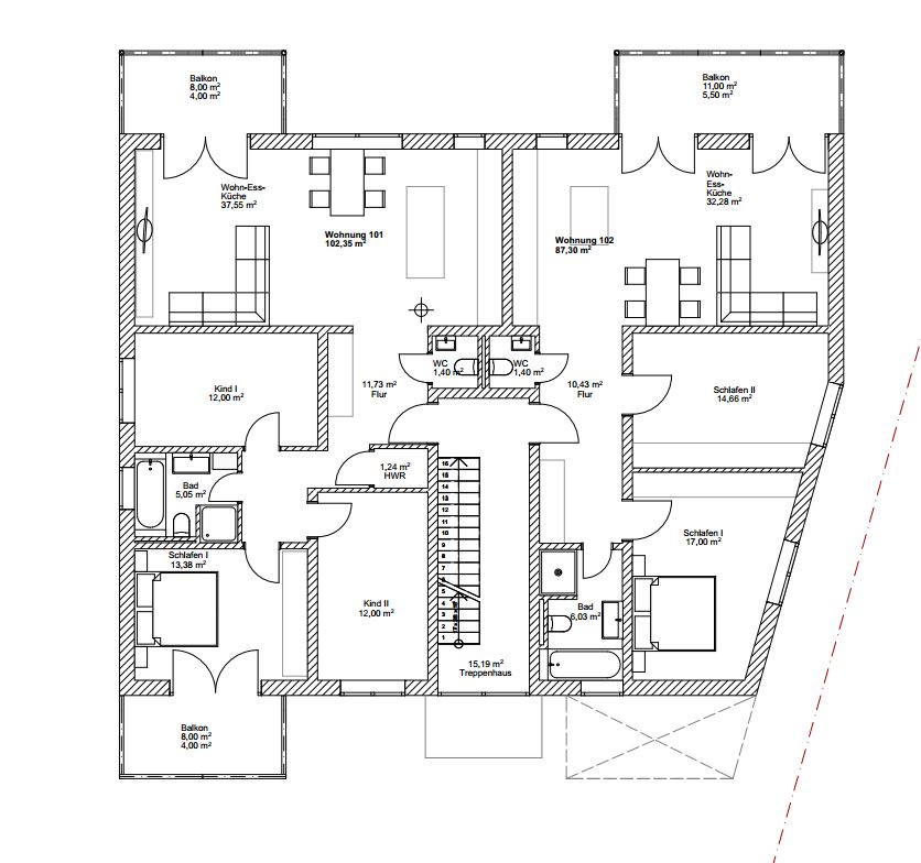 Bild 7: Grundriss Mehrfamilienhaus 3, �kologisches Bauen